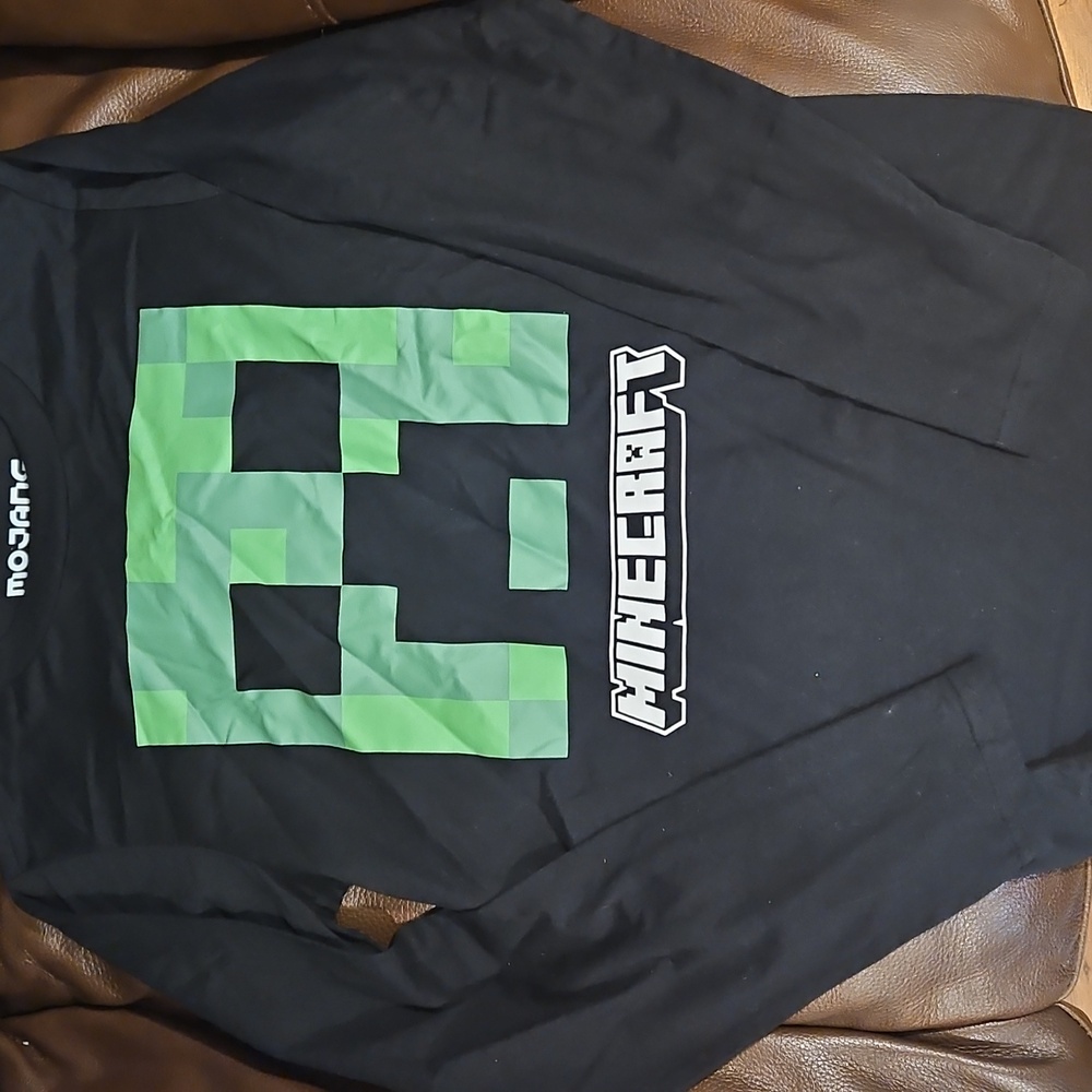 Minecraft, Black, Long Sleeve, Kids, Size Large